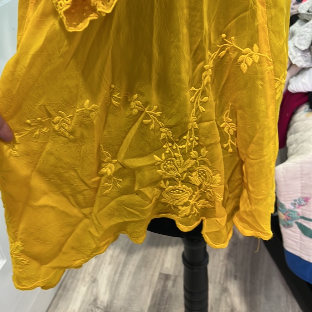 Johnny Was Yellow Embroidered Boho Top - Picture 9 of 10